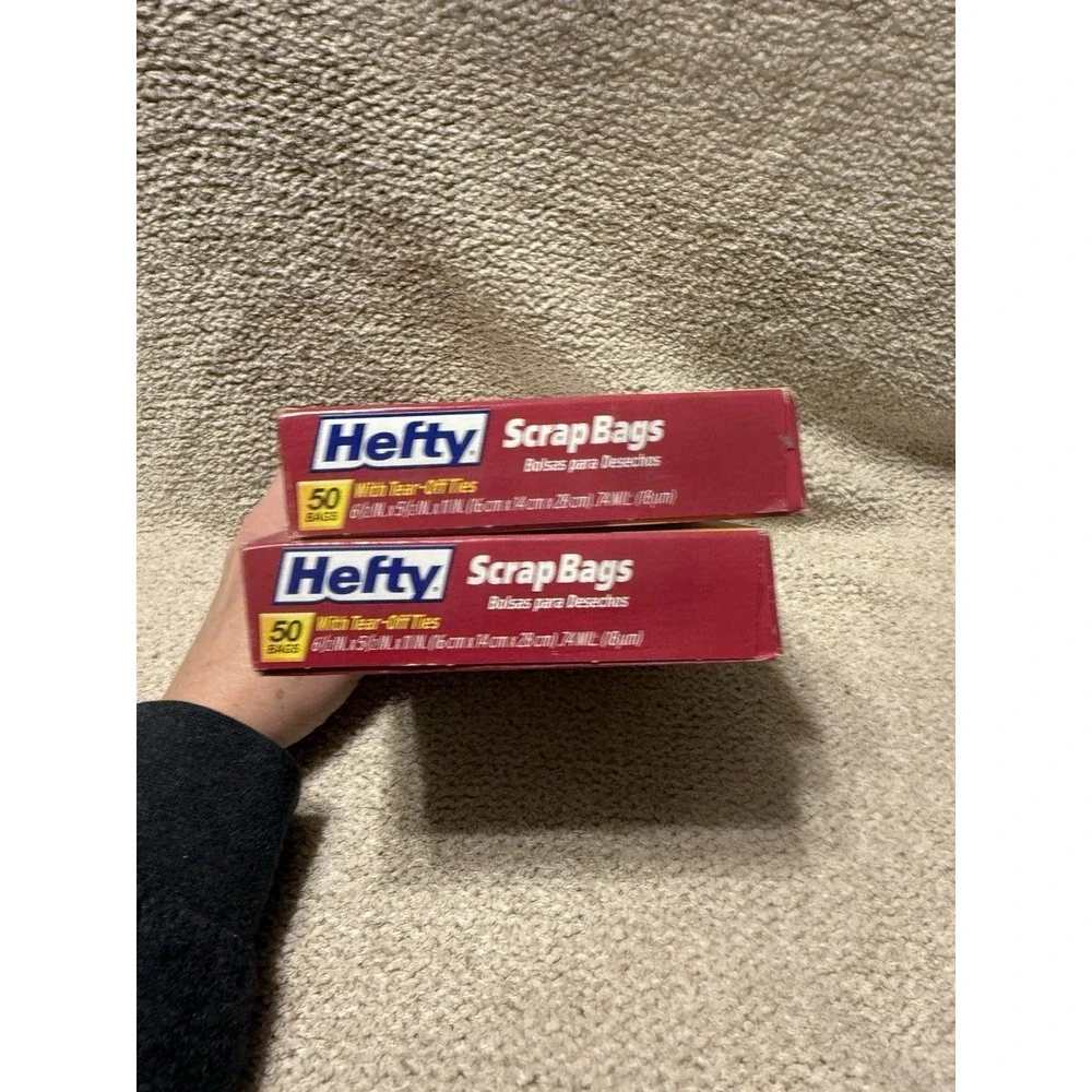 2 Boxes Hefty Scrap Bags  w/ Tear Off Ties 2‎ x 50 Bags Damaged Boxes READ
